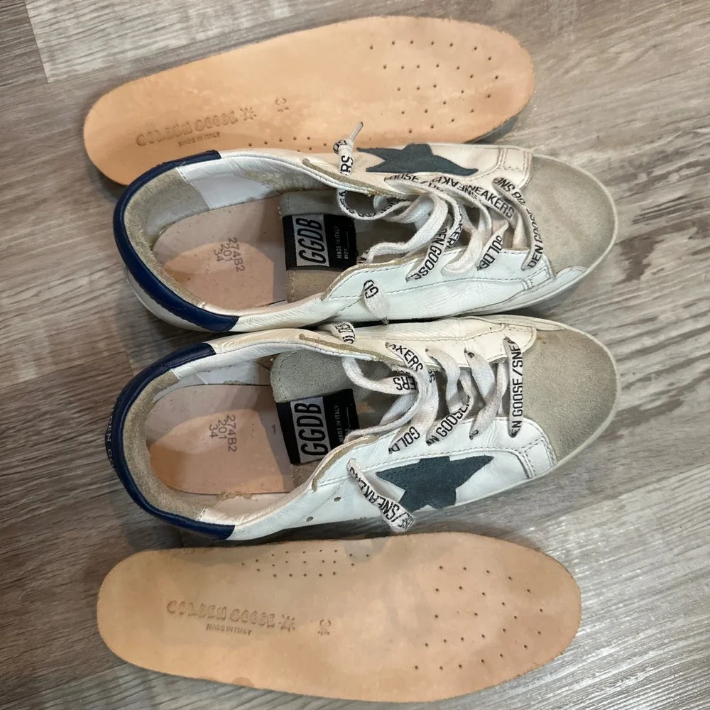 Golden Goose Super Star Low Top Sneakers White Leather Star Logo‎ Women 34